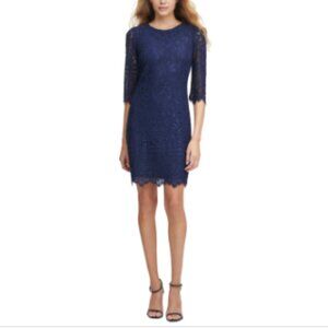 Kensie Lace Sheath Dress - Navy